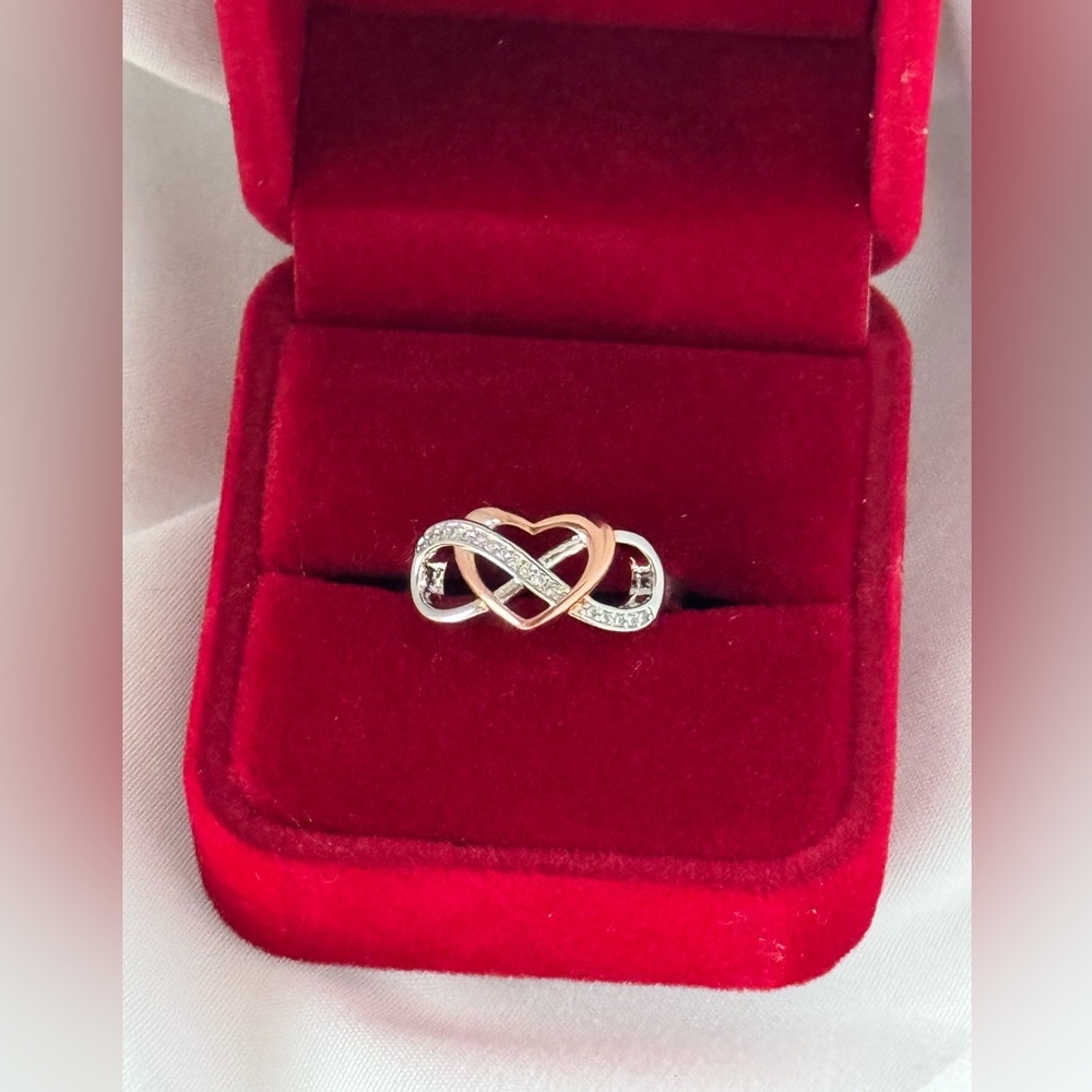 S925 Infiniti heart 2 tone ring